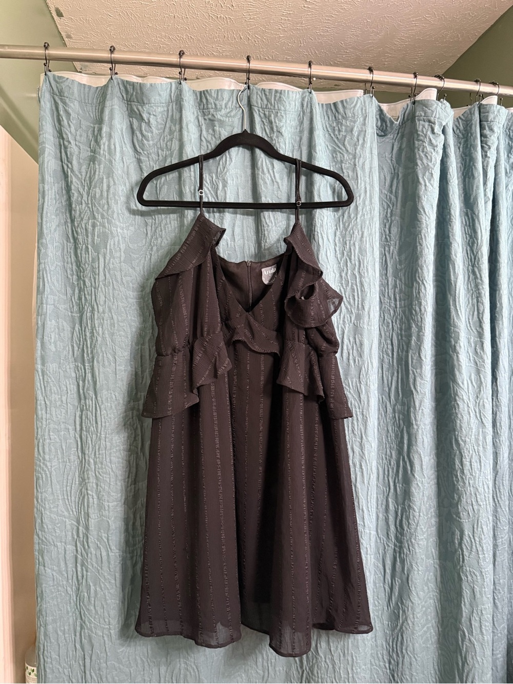 ARULA Black Ruffle Mini Dress